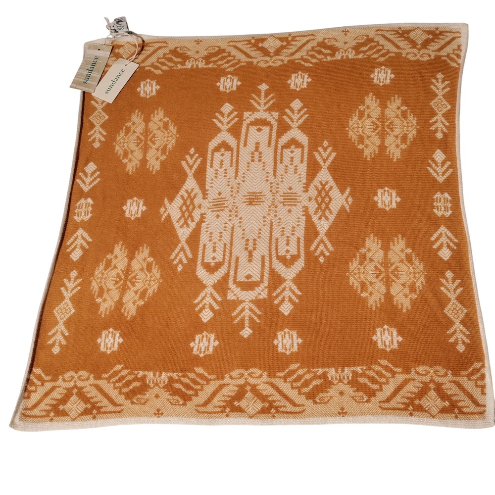 Sundance North Wind Cashmere Bandana Scarf Curry Orange Geometric 104895-CRY NEW